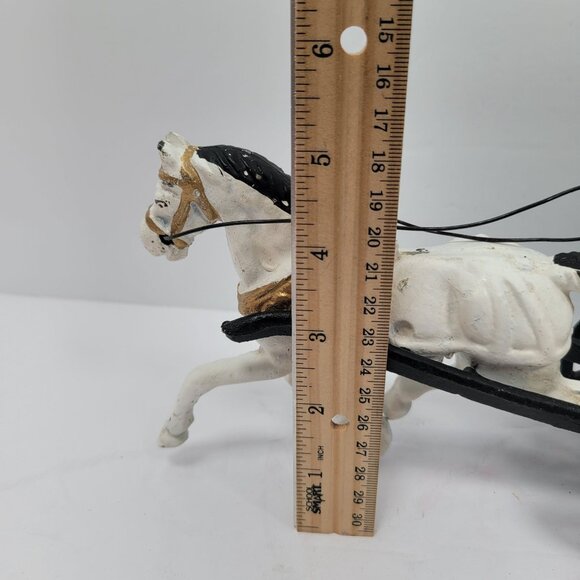 Vintage Cast Iron Horse Drawn Carriage Hand Painted Collectible with Figurine - Picture 10 of 12